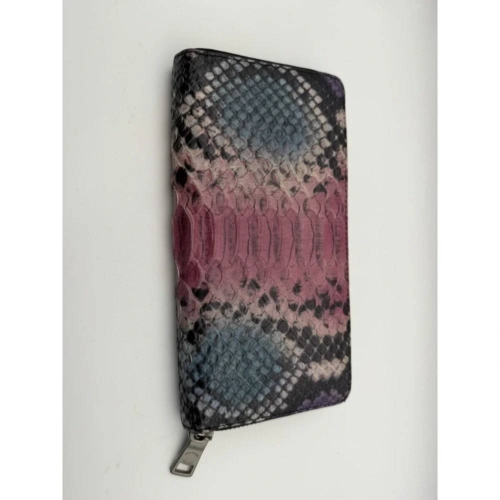 VERY RARE COACH RETIRED MULTI COLOR PYTHON ACCORDION ZIP-AROUND WALLET